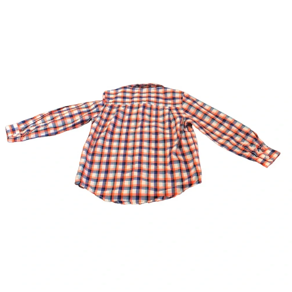 The Children’s Place• Orange | Blue Plaid Striped Button Down Long Sleeve